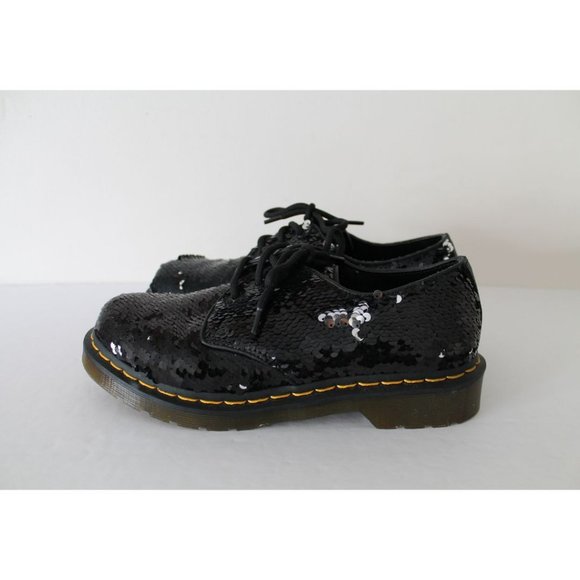 Dr. Martens 1461 Sequin Shoes Black Silver Size 7 - Picture 3 of 9